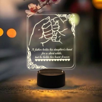 Engraved Quote Night Lamp with Warm White Light & On/Off Touch Button | Gift for Father from Daughter | Bedside Desk Table Lamp